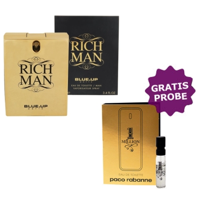 Blue Up Rich Man De Luxe - Eau de Parfum 100 ml, Probe Paco Rabanne 1 Million