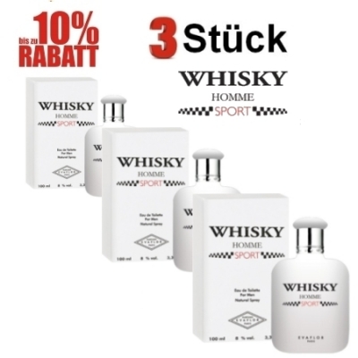 Evaflor Whisky Homme Sport - Eau de Toilette fur Herren 100 ml, 3 Stuck