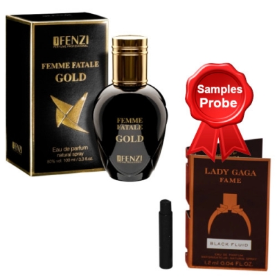 JFenzi Femme Fatale Gold - Eau de Parfum 100 ml, Probe Lady Gaga Fame