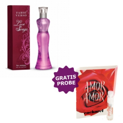 Fabio Verso Love Songs - Eau de Parfum fur Damen 50 ml, Probe Cacharel Amor