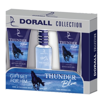 Dorall Thunder Blue - Set fur Herren, Eau de Toilette, After Shave Balsam, Duschgel